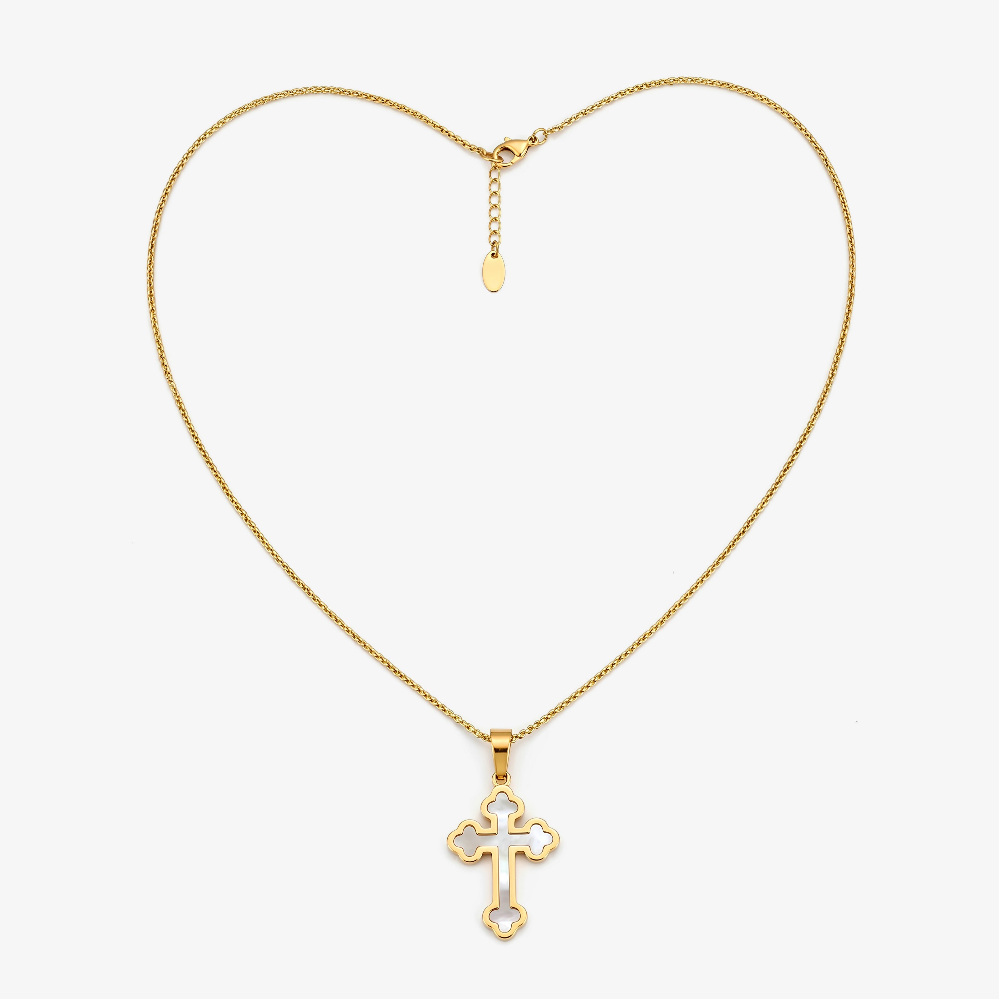 Grace Bloom™ Cross Necklace – Silver Radiance