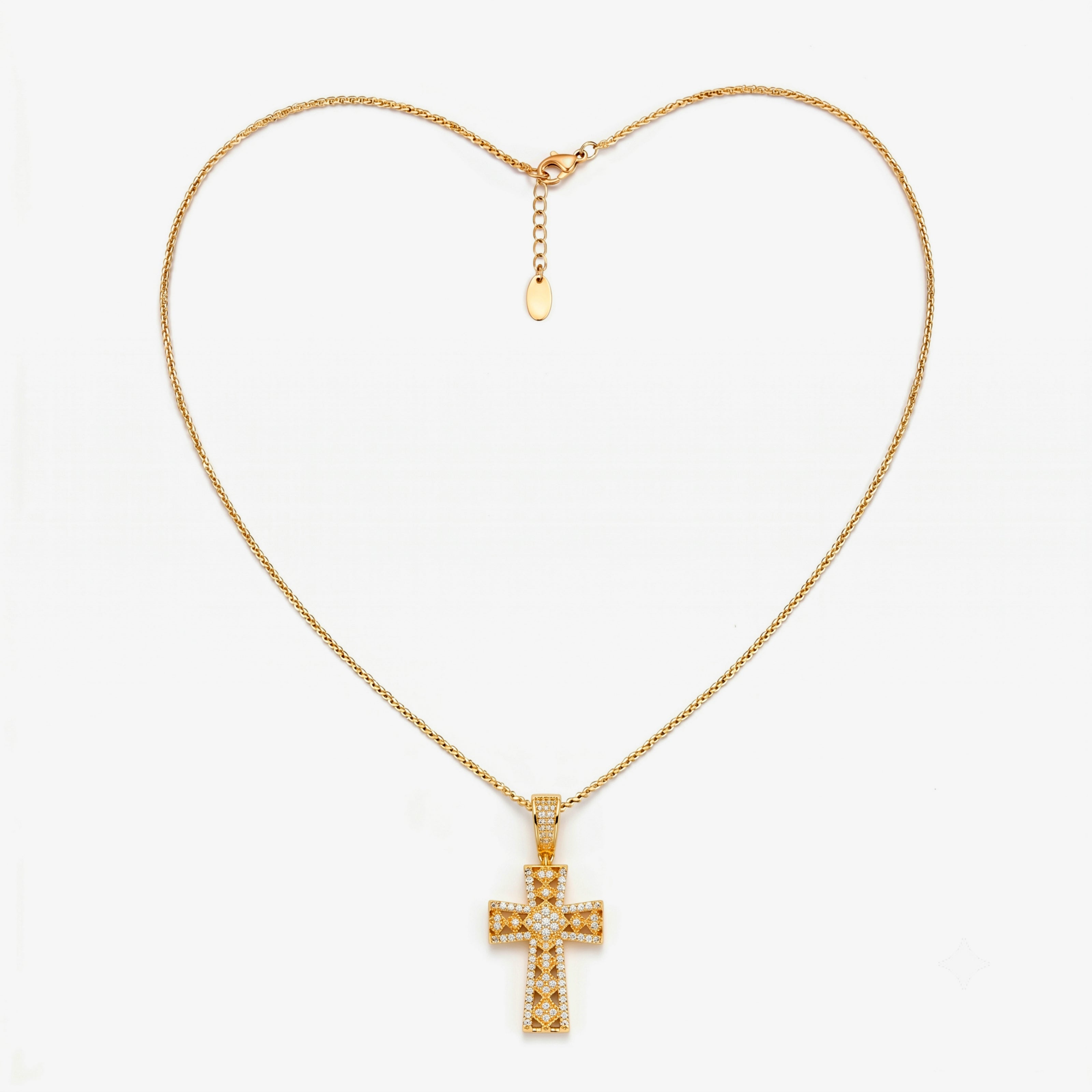 Majestic Faith Cross Necklace – Golden Majesty